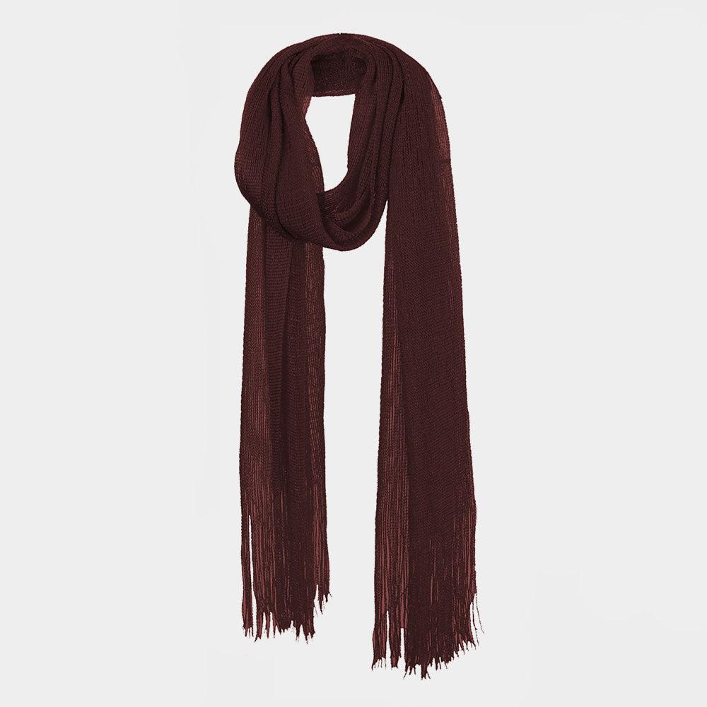 Brown Fringe Oblong Scarf