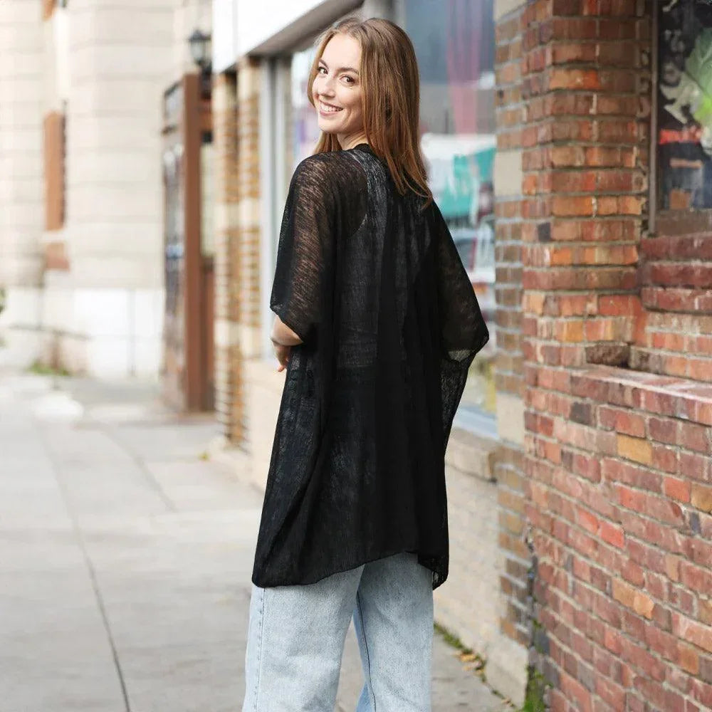 Black Solid Kimono Poncho - Jewelry Store by Erik Rayo