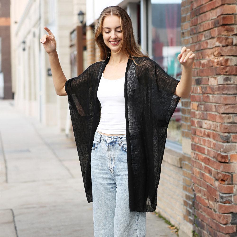 Black Solid Kimono Poncho - Jewelry Store by Erik Rayo