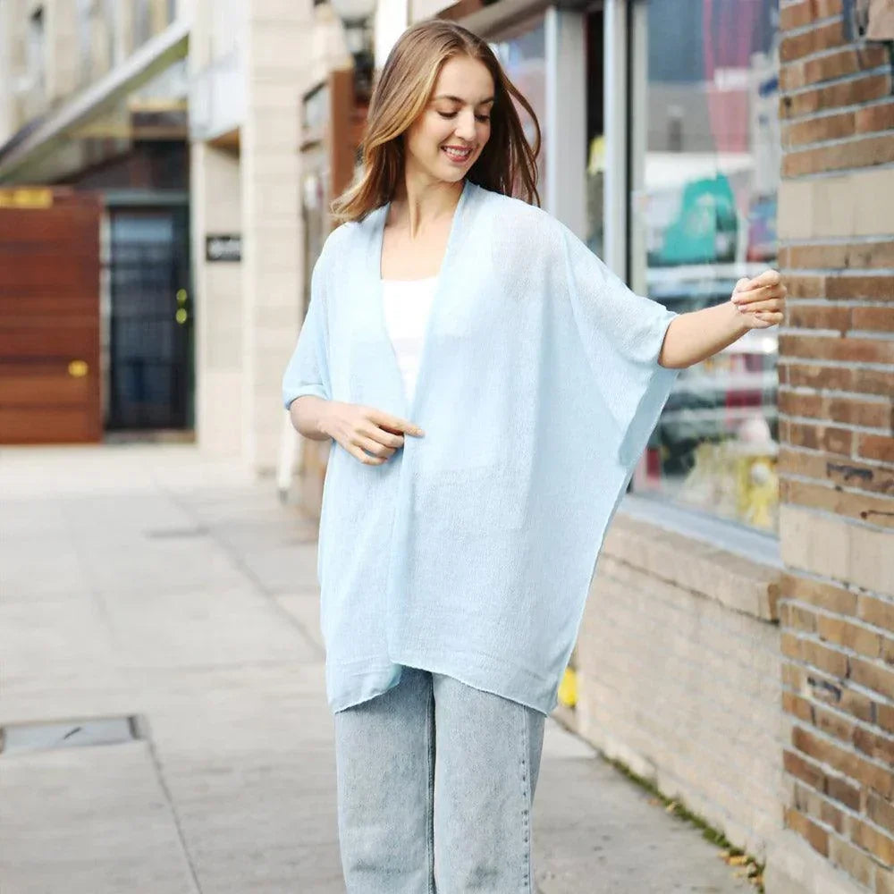 Blue Solid Kimono Poncho - Jewelry Store by Erik Rayo
