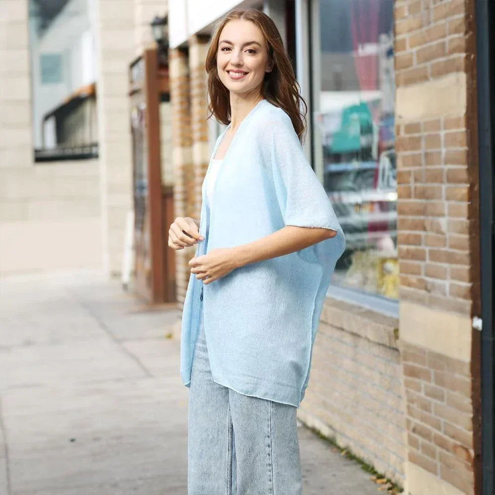 Blue Solid Kimono Poncho - Jewelry Store by Erik Rayo