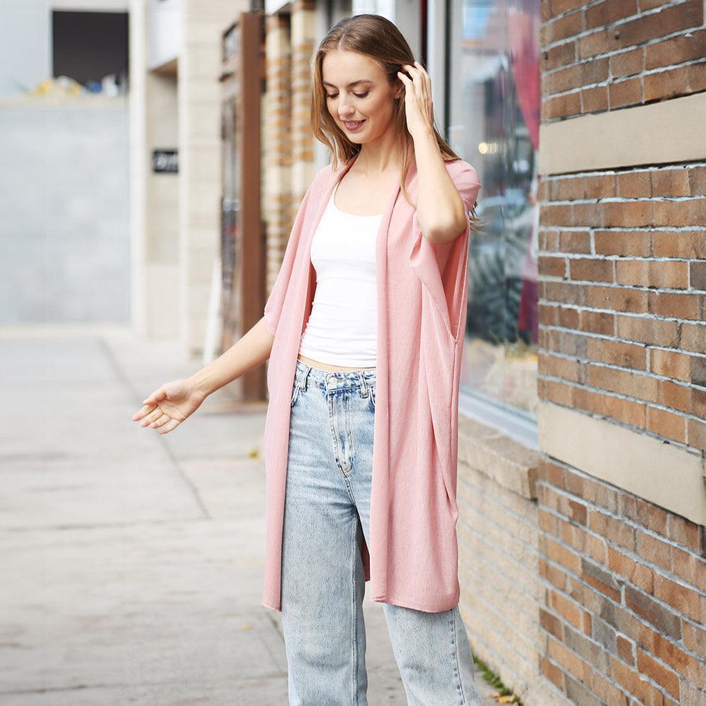 Pink Solid Kimono Poncho - Jewelry Store by Erik Rayo