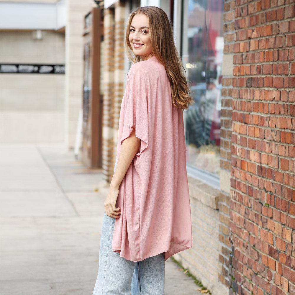 Pink Solid Kimono Poncho - Jewelry Store by Erik Rayo