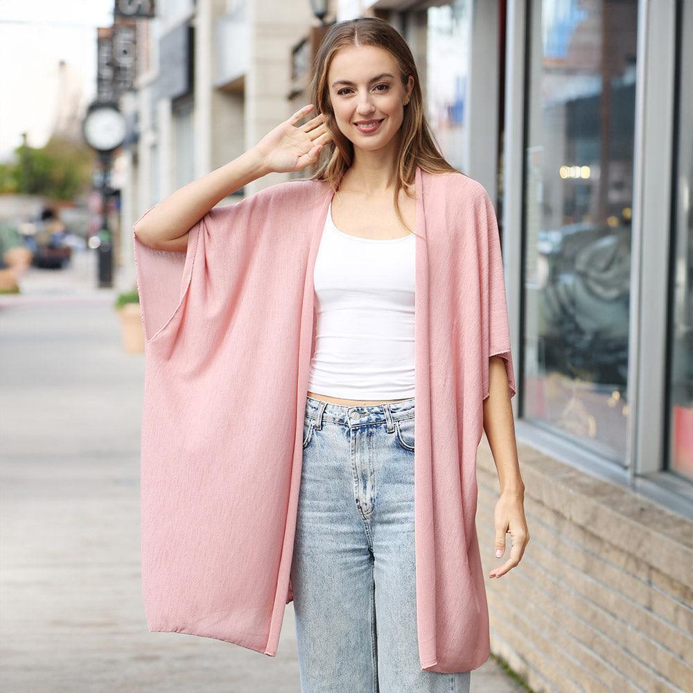 Pink Solid Kimono Poncho - Jewelry Store by Erik Rayo