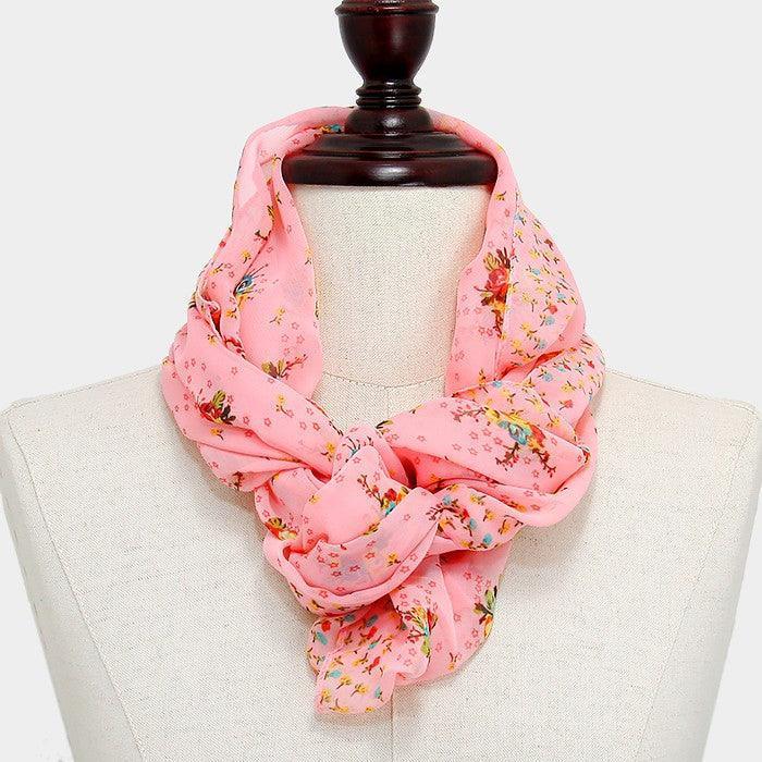 Pink Floral star print scarf - Jewelry Store by Erik Rayo