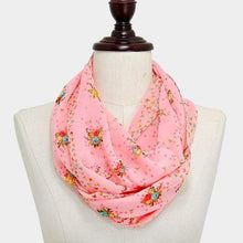 Load image into Gallery viewer, Pink Floral star print scarf
