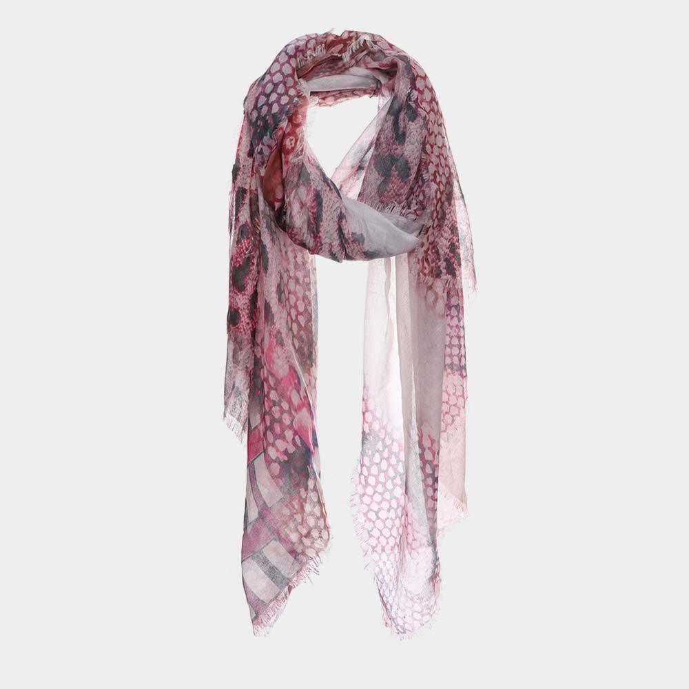Pink Leopard Snake and Zipper Abstract Pattern Print Scarf - Jewelry Store by Erik Rayo