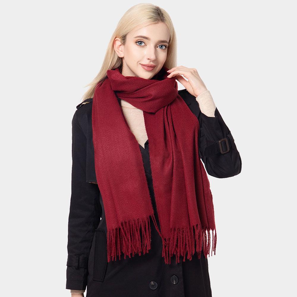 Burgundy Solid Oblong Scarf