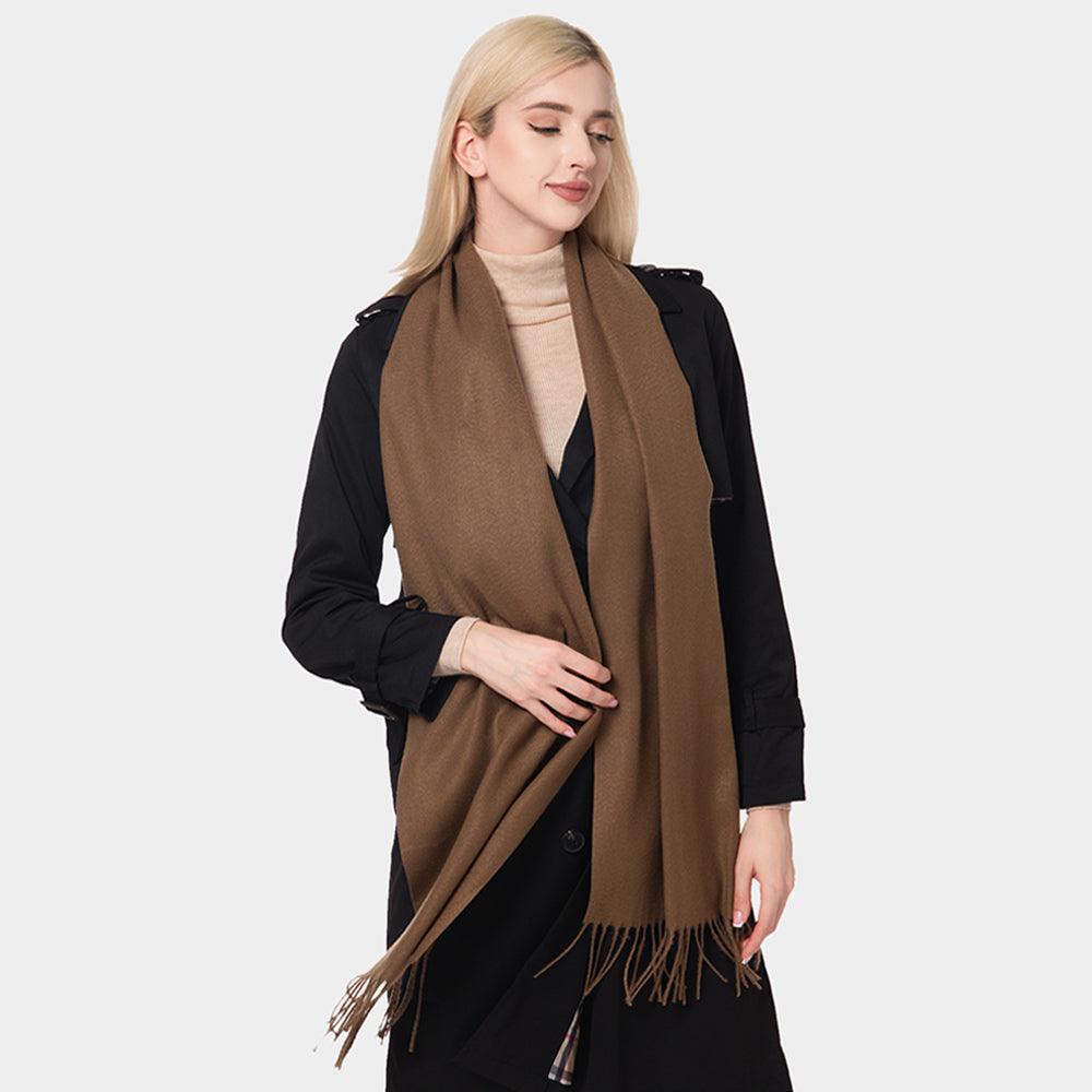 Khaki Solid Oblong Scarf