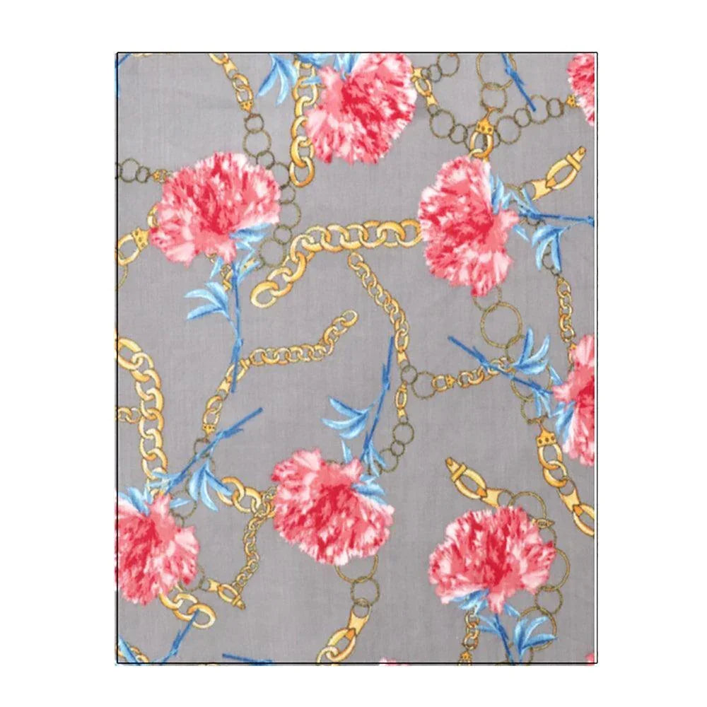 Gray Flower Chain Print Tassel Oblong Scarf - Jewelry Store by Erik Rayo