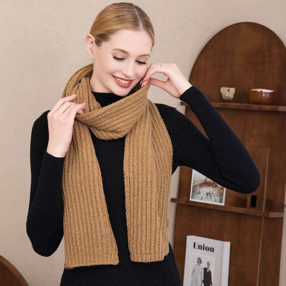 Camel Solid Knit Oblong Scarf