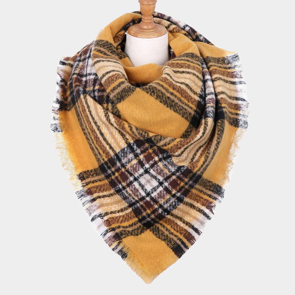 Mustard Plaid Check Blanket Scarf - Jewelry Store by Erik Rayo