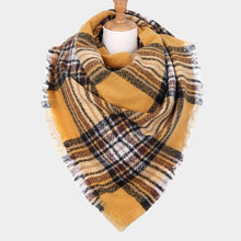 Load image into Gallery viewer, Mustard Plaid Check Blanket Scarf
