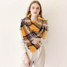 Load image into Gallery viewer, Mustard Plaid Check Blanket Scarf
