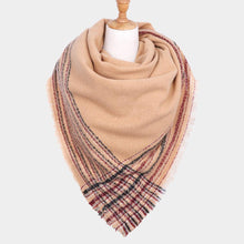 Load image into Gallery viewer, Tan Liner Blanket Scarf
