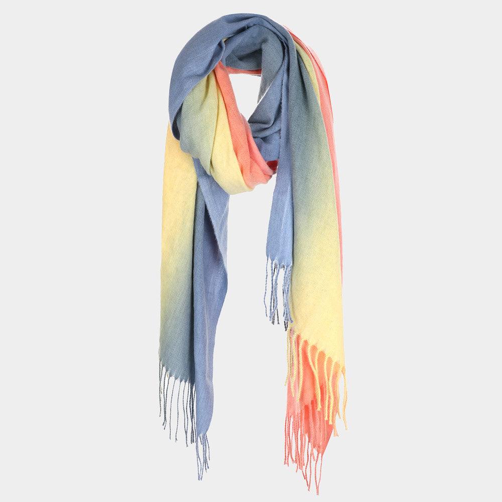 Orange Ombre Tassel Oblong Scarf