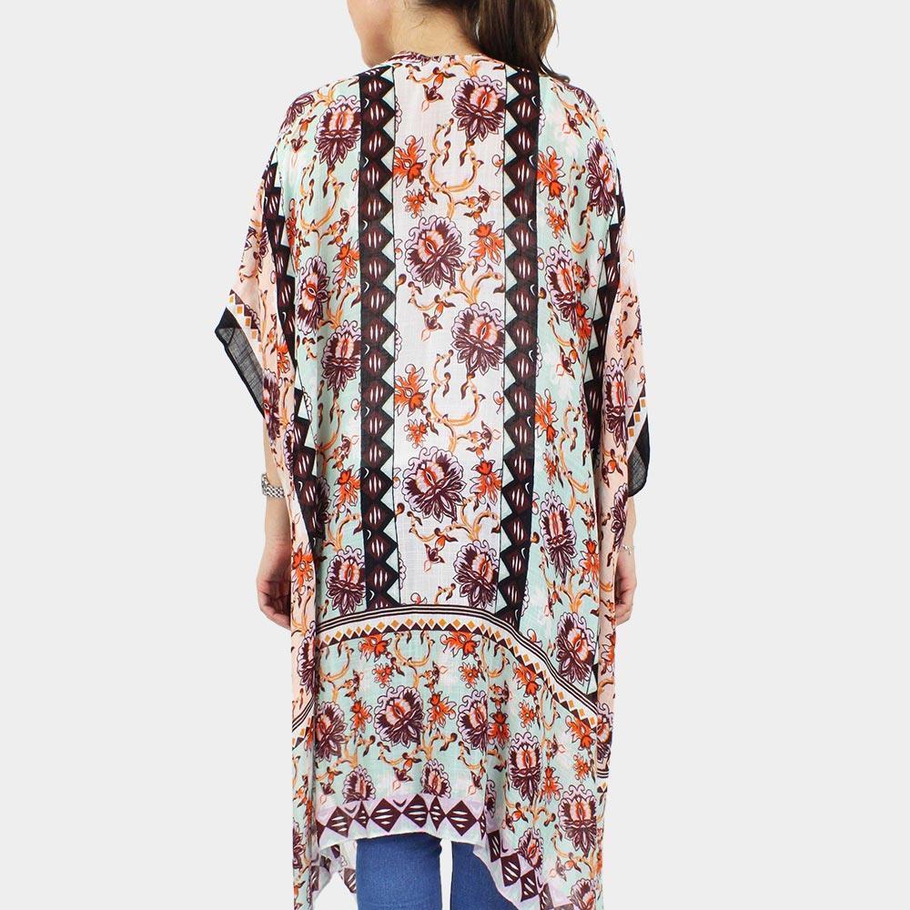 Flower Printed Cover Up Kimono Poncho - Jewelry Store by Erik Rayo