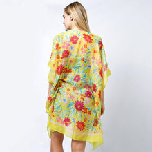 Load image into Gallery viewer, Lime Flower Print Kimono Poncho
