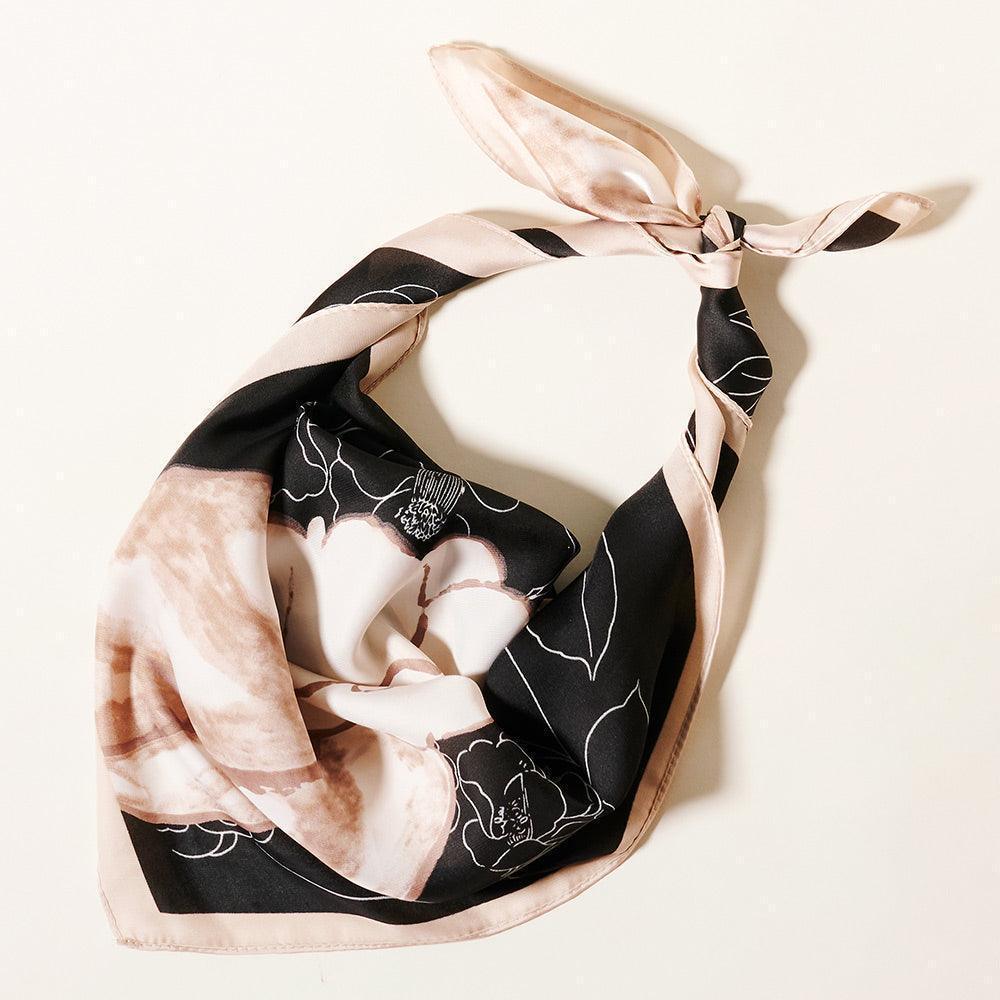 Black Flower Printed Scarf - Jewelry Store by Erik Rayo