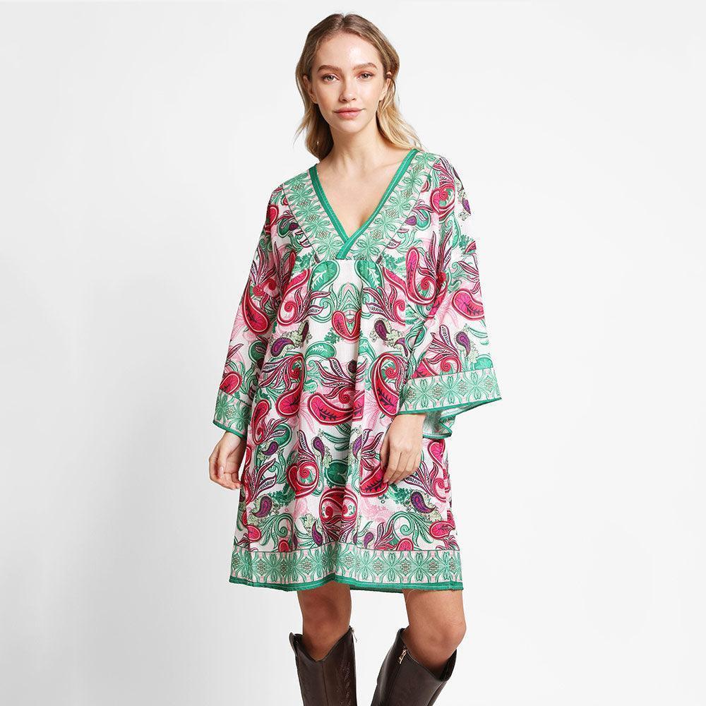 Green Paisley Printed Cover Up Dress - Jewelry Store by Erik Rayo