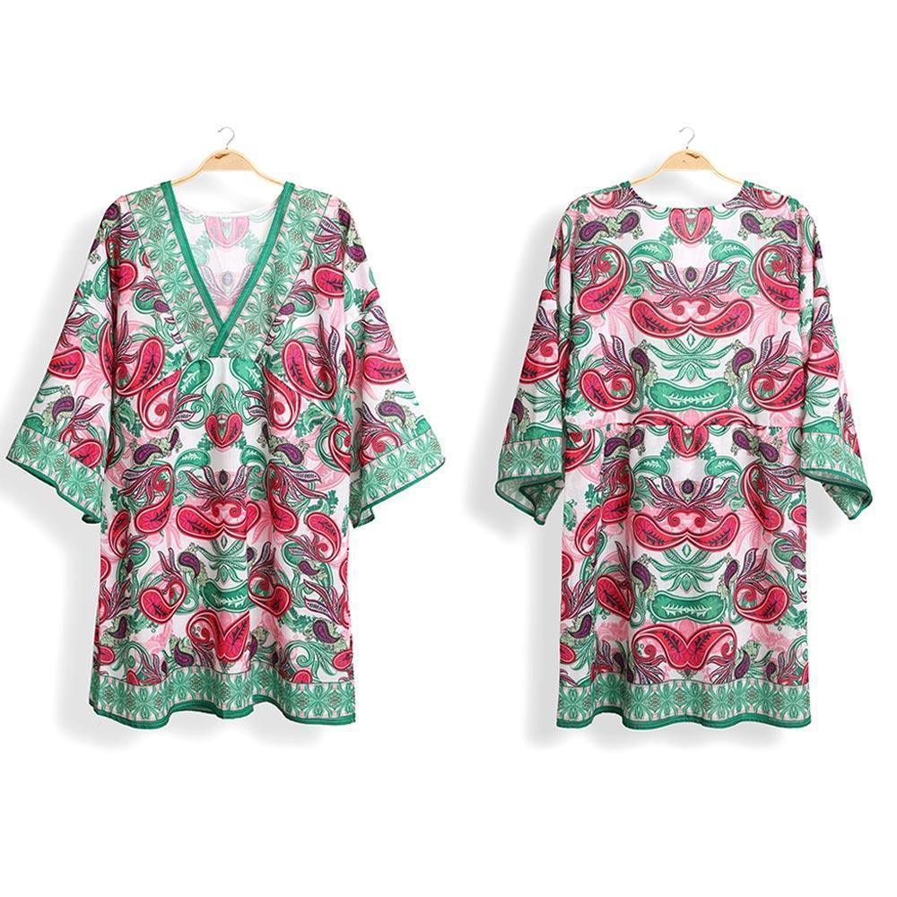Green Paisley Printed Cover Up Dress - Jewelry Store by Erik Rayo