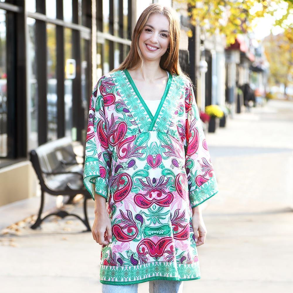 Green Paisley Printed Cover Up Dress - Jewelry Store by Erik Rayo