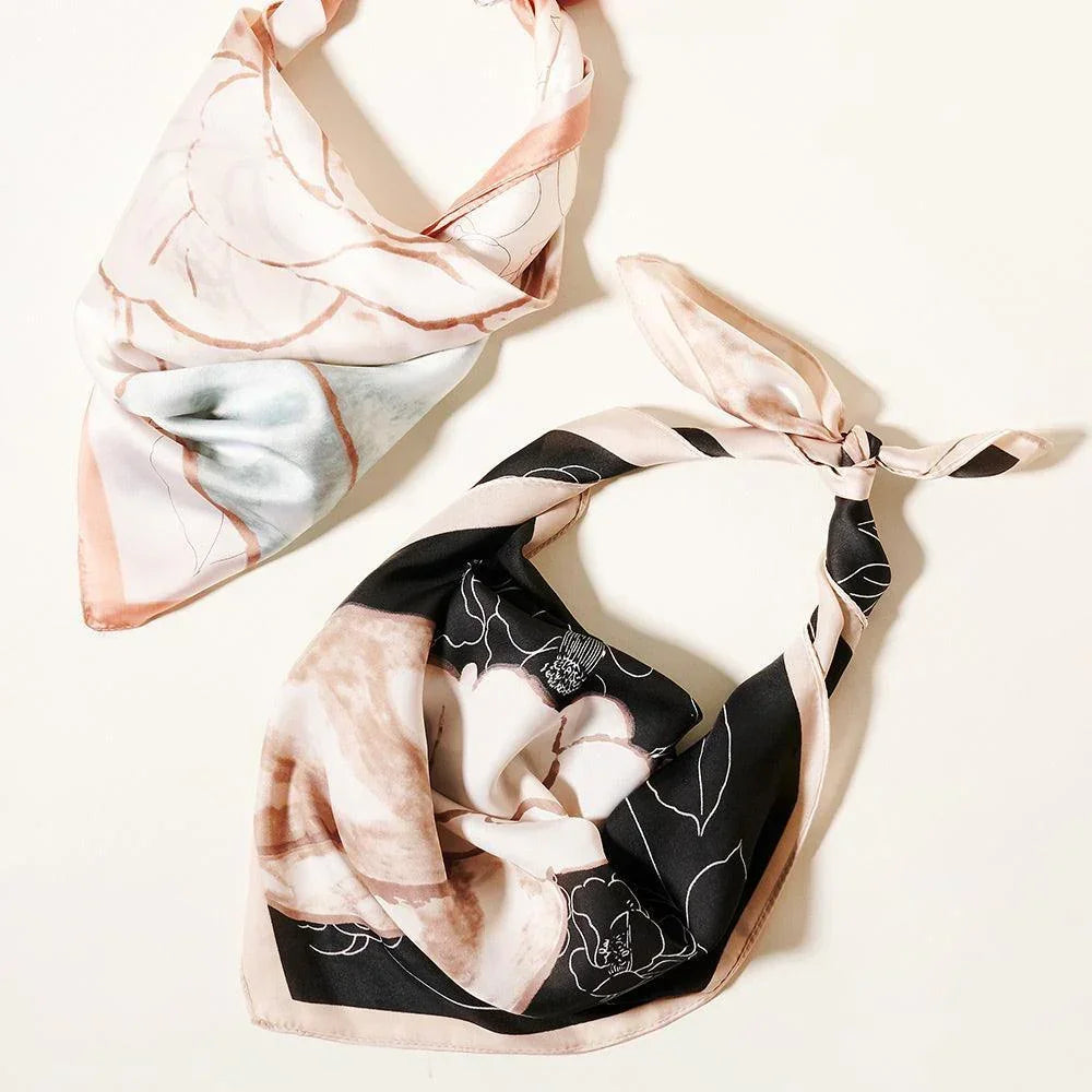 Beige Flower Printed Scarf - Jewelry Store by Erik Rayo