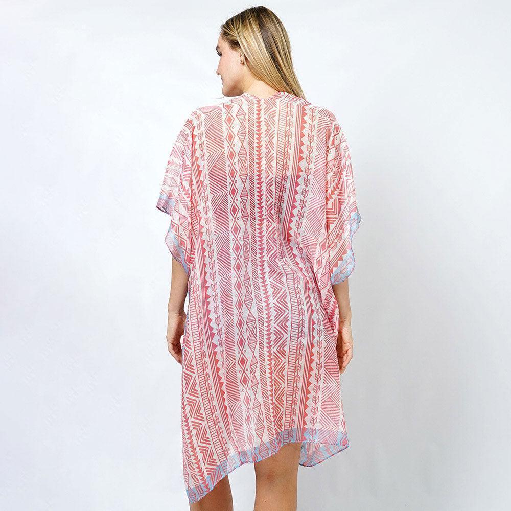 Pink Ethnic Print Kimono Poncho - Jewelry Store by Erik Rayo