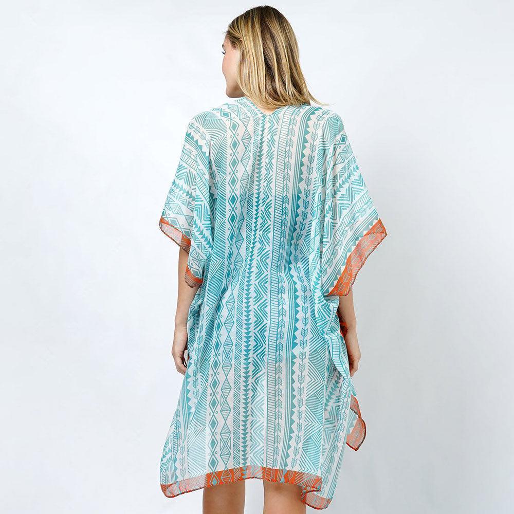 Turquoise Ethnic Print Kimono Poncho - Jewelry Store by Erik Rayo