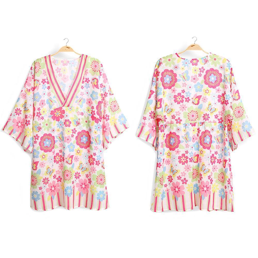 White Floral Printed Cover Up Dress - Jewelry Store by Erik Rayo
