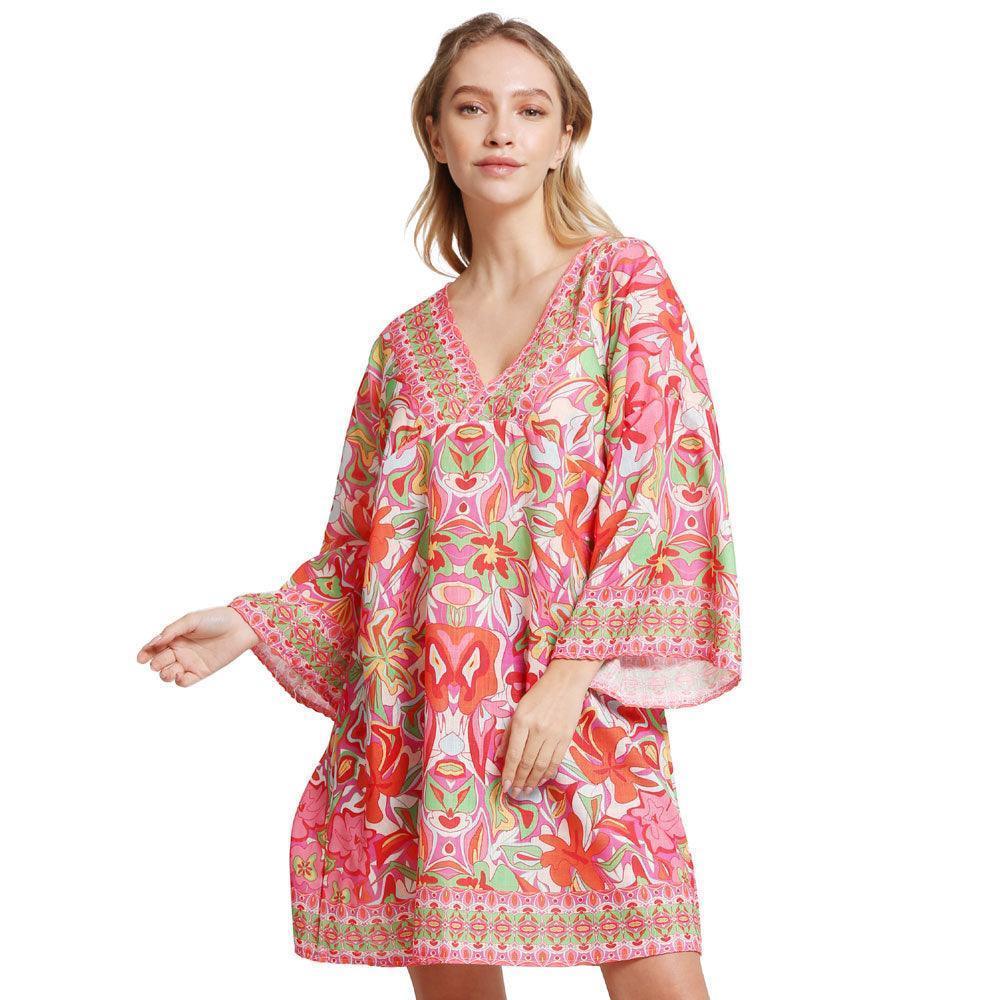 Orange Floral Printed Cover Up Dress - Jewelry Store by Erik Rayo