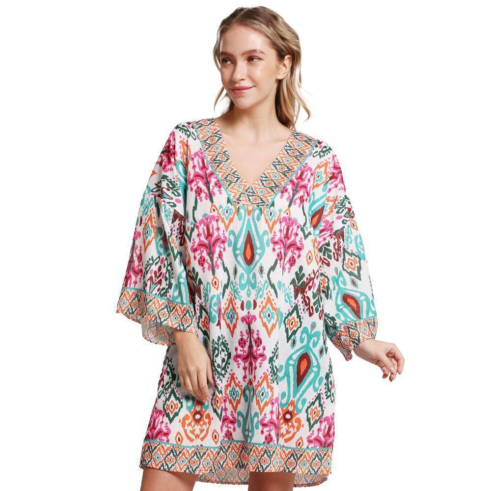 Green Abstract Printed Cover Up Dress - Jewelry Store by Erik Rayo