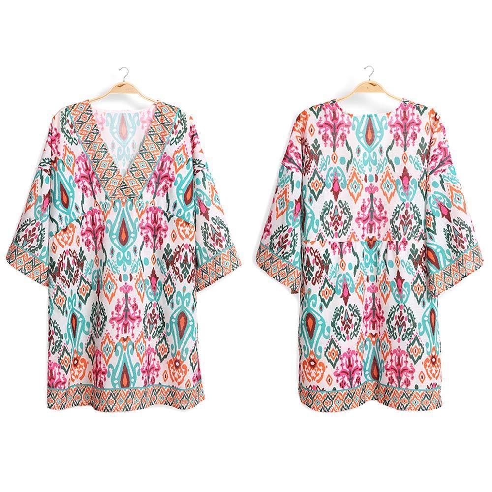 Green Abstract Printed Cover Up Dress - Jewelry Store by Erik Rayo