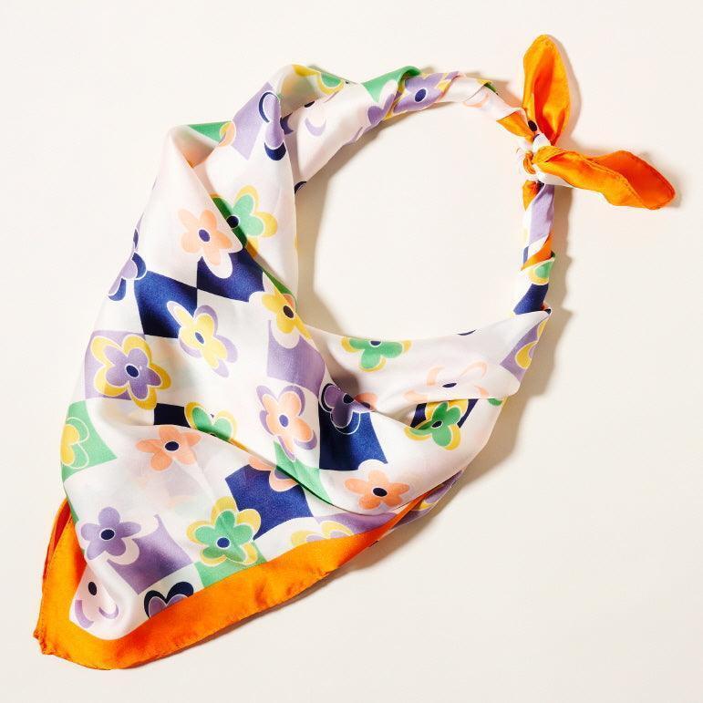Orange Flower Pattern Scarf - Jewelry Store by Erik Rayo