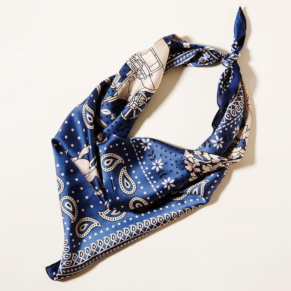 Navy Horse Rider Coach Square Paisley Pattern Scarf - Jewelry Store by Erik Rayo
