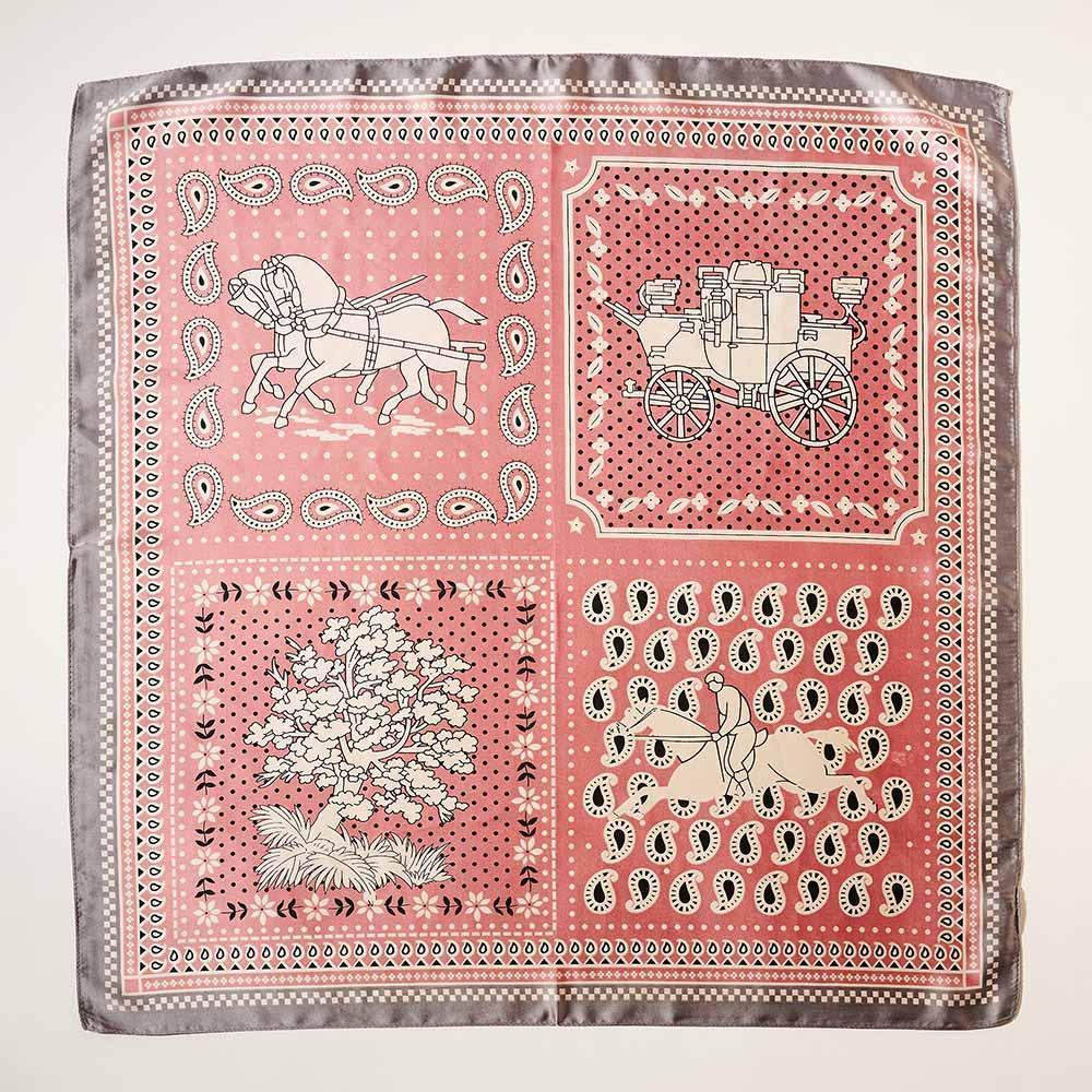 Pink Horse Rider Coach Square Paisley Pattern Scarf - Jewelry Store by Erik Rayo