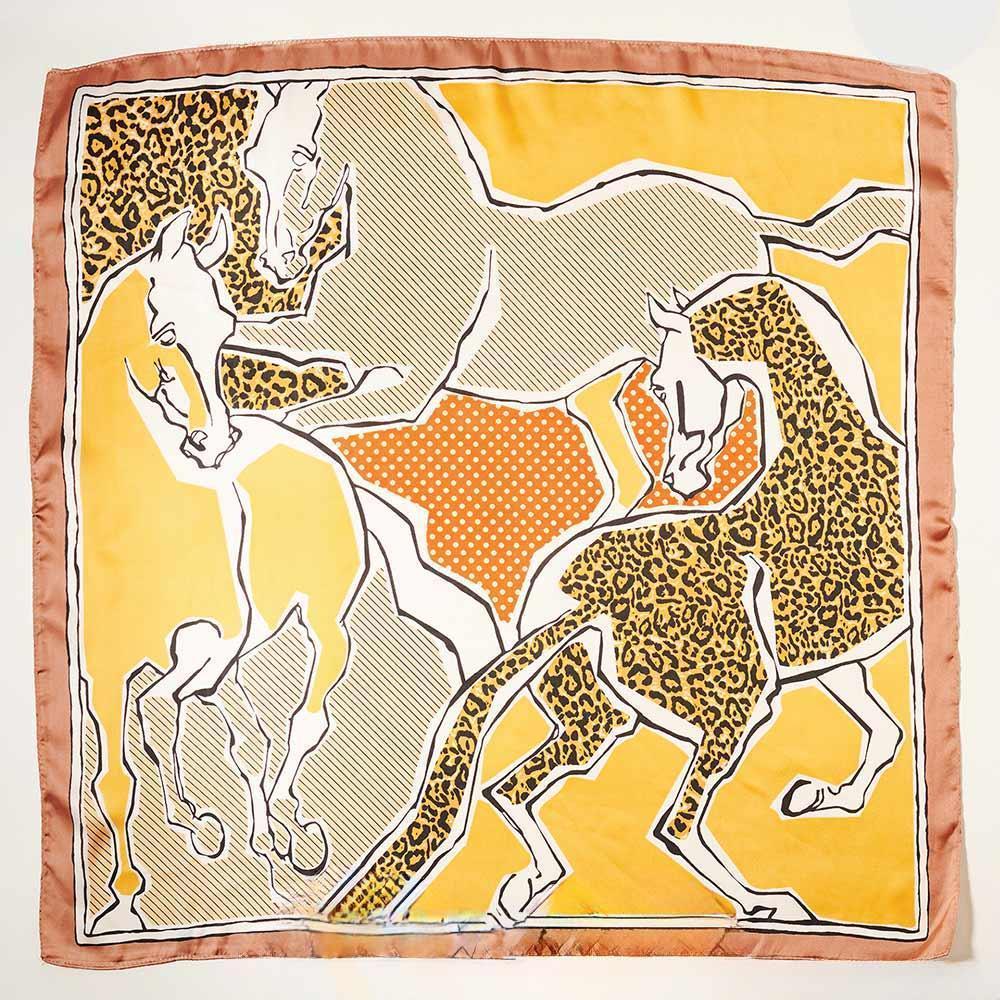 Mustard Abstract Horse Printed Scarf - Jewelry Store by Erik Rayo
