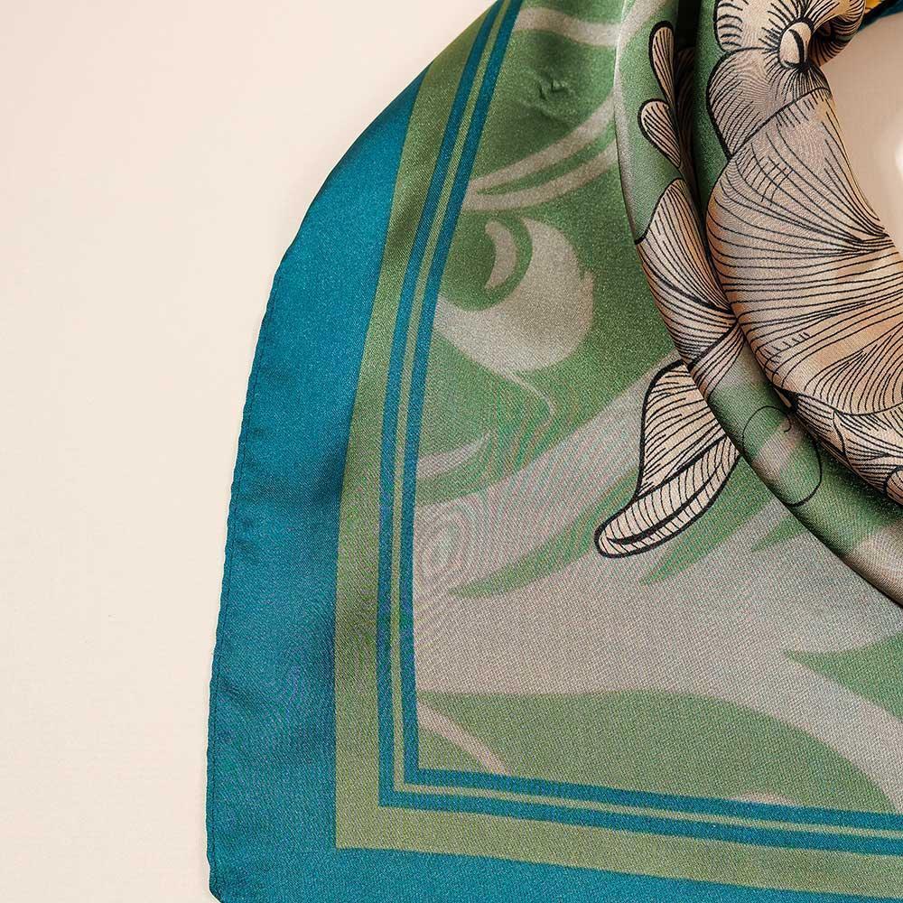 Olive Green Flower Printed Scarf - Jewelry Store by Erik Rayo