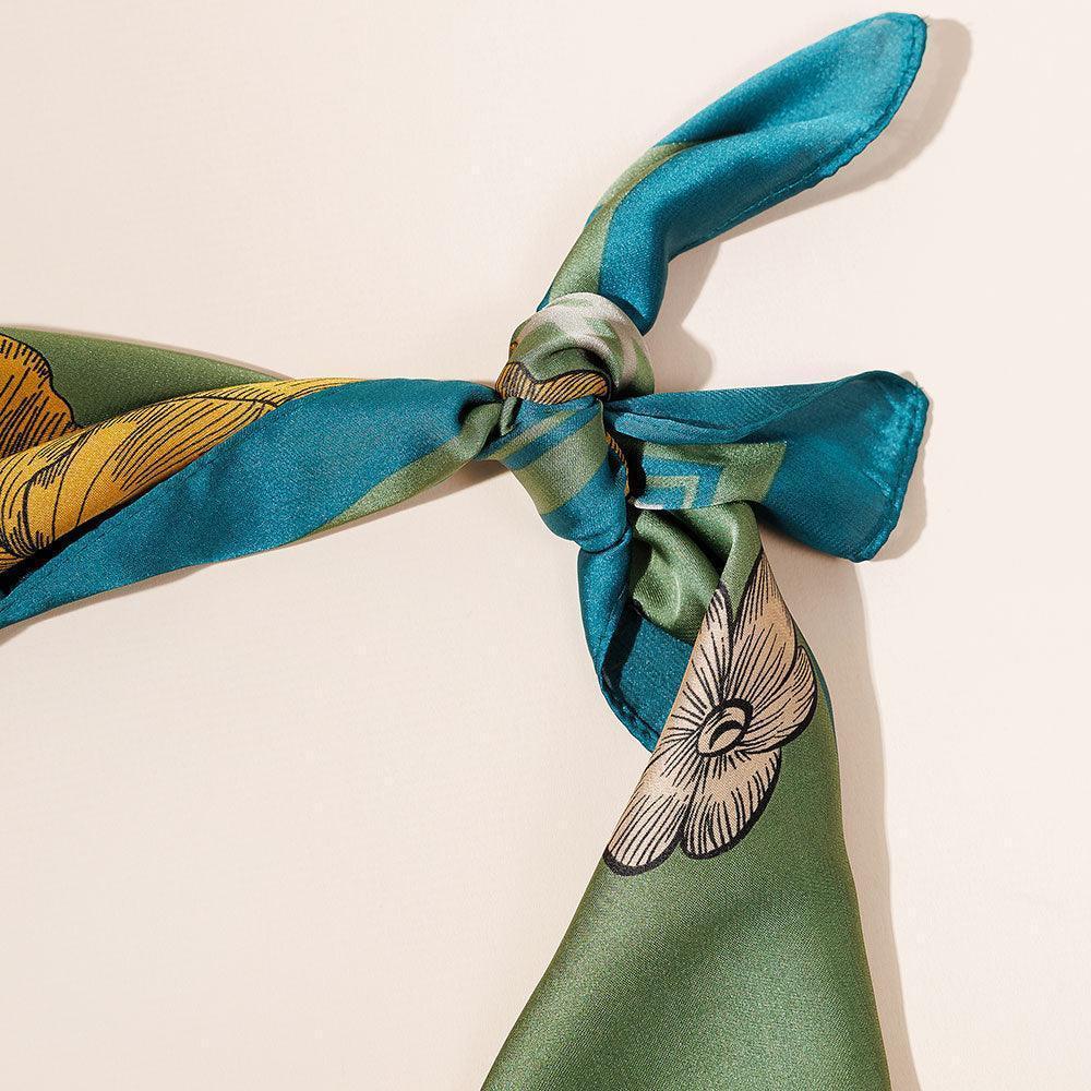 Olive Green Flower Printed Scarf - Jewelry Store by Erik Rayo