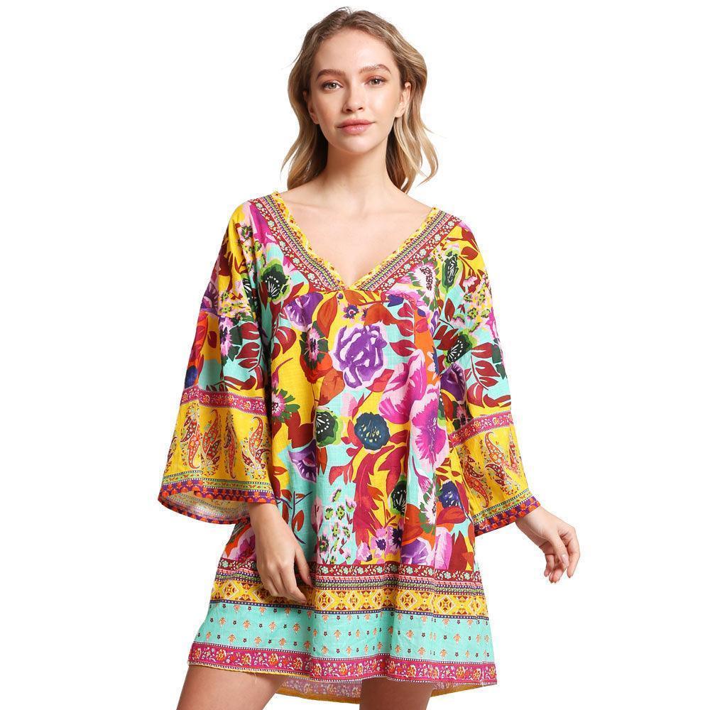 Floral Printed Cover Up Dress - Jewelry Store by Erik Rayo