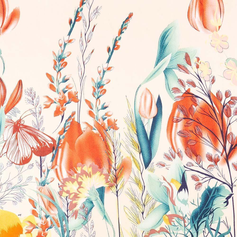 Orange Botanical Flower Butterfly Printed Scarf - Jewelry Store by Erik Rayo