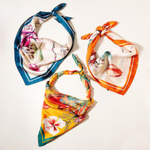 Load image into Gallery viewer, Orange Botanical Flower Butterfly Printed Scarf
