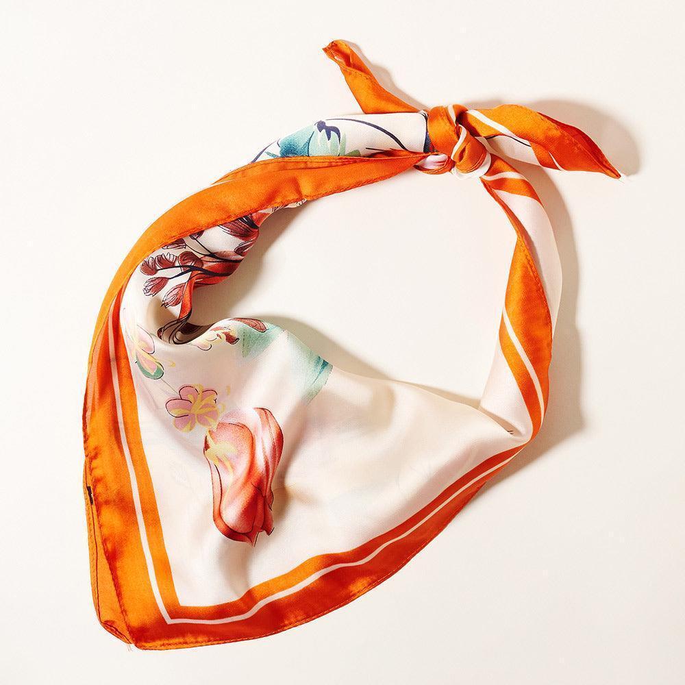 Orange Botanical Flower Butterfly Printed Scarf - Jewelry Store by Erik Rayo