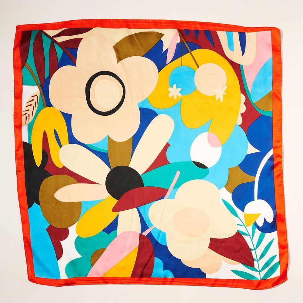 Orange Abstract Flower Printed Scarf - Jewelry Store by Erik Rayo