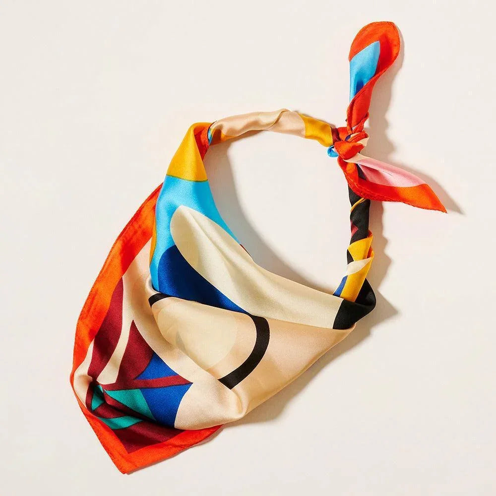 Orange Abstract Flower Printed Scarf - Jewelry Store by Erik Rayo