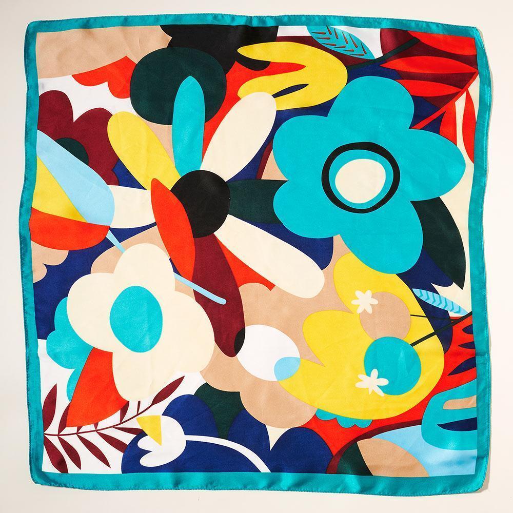 Turquoise Abstract Flower Printed Scarf - Jewelry Store by Erik Rayo
