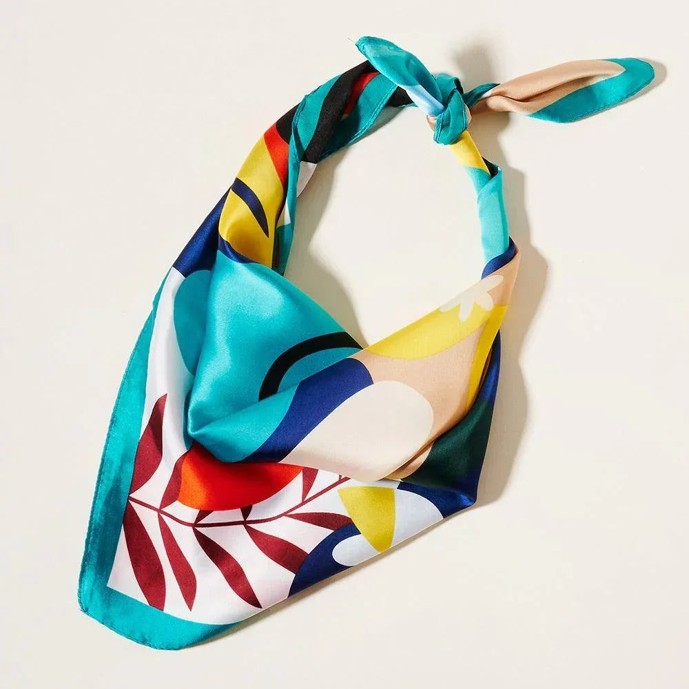 Turquoise Abstract Flower Printed Scarf - Jewelry Store by Erik Rayo