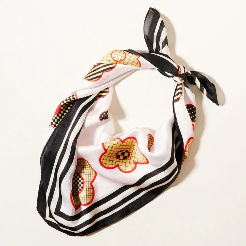 Black Flower Pattern Printed Scarf - Jewelry Store by Erik Rayo