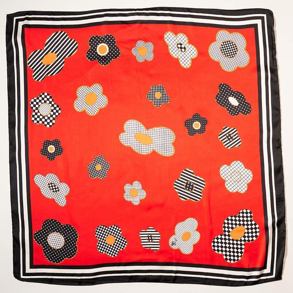 Red Flower Pattern Printed Scarf - Jewelry Store by Erik Rayo
