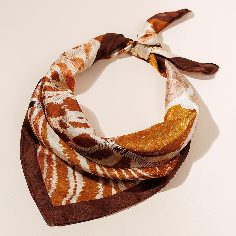 Brown Multi Animal Pattern Print Scarf - Jewelry Store by Erik Rayo